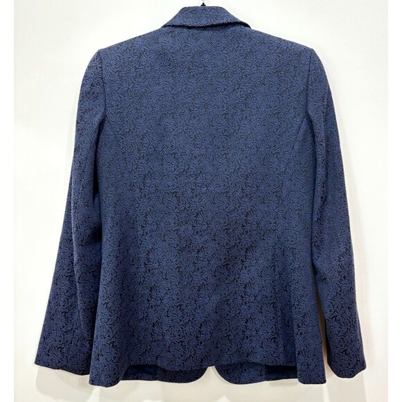 T Tahari Navy Blazer Womens 8 Tapestry Dark Floral Gothic Career Jacket 1 Button - Picture 6 of 12